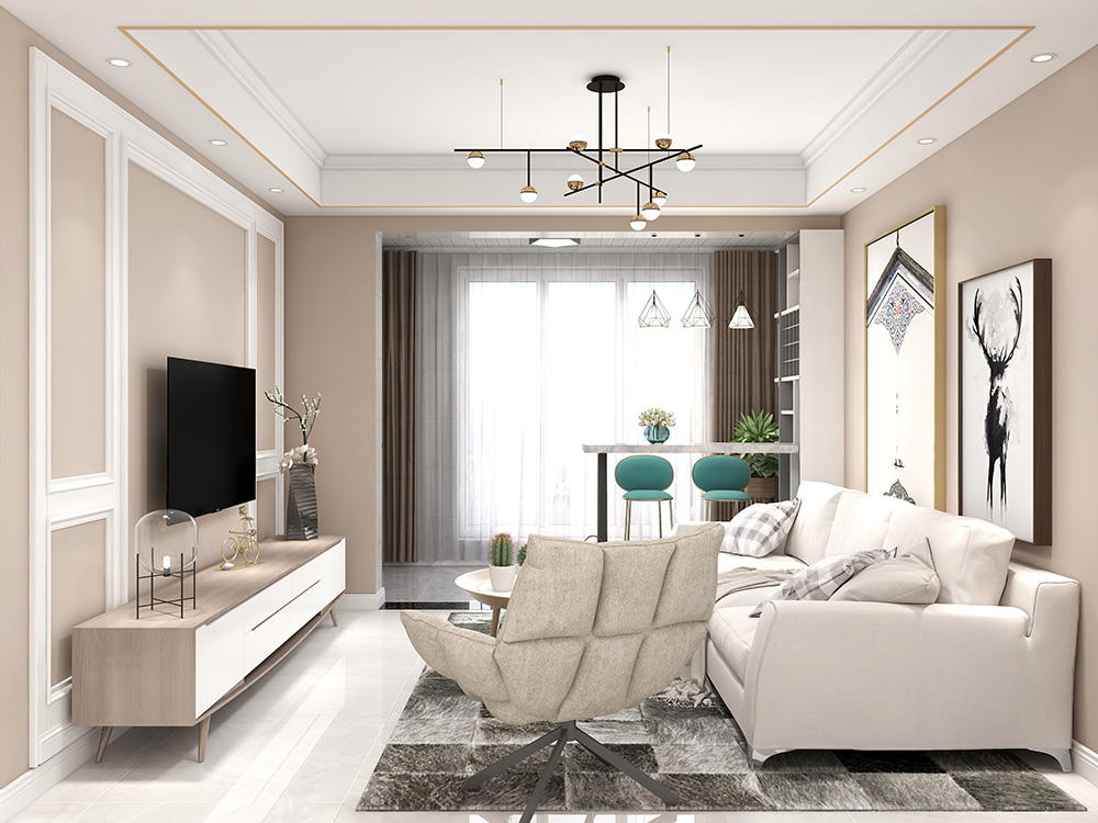 SLT4B-浪漫粉T竹炭纤维无缝墙布装修案例效果图1